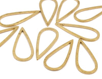 Drop Brass Charm, 12 Raw Brass Drop Connectors (26x11x1mm) D0409