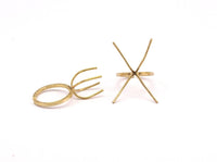 Claw Ring Settings - 5 Raw Brass 4 Claw Ring Blanks For Natural Stones N0046