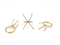 Claw Ring Settings - 5 Raw Brass 4 Claw Ring Blanks For Natural Stones N0046