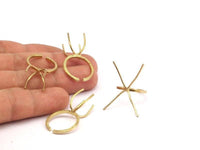 Claw Ring Settings - 5 Raw Brass 4 Claw Ring Blanks For Natural Stones N0046
