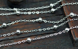 Silver Brass Bulk, 10 Meters - 33 Feet (2x1.5mm) Silver Tone Brass Soldered Chain With Ball C54 ( Z022 )