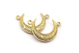 Brass Moon Charm, 3 Raw Brass Textured Horn Charms, Pendant, Jewelry Finding (19x6x4.40mm) N0201
