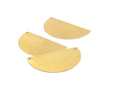 Half Moon Blank, 3 Raw Brass Semi Circle Blanks With 2 Holes (55x33x0.80mm) Brc169  D0002