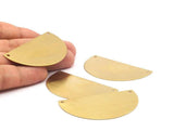 Half Moon Blank, 6 Raw Brass Semi Circle Blanks With 2 Holes (55x33x0.80mm) Brc169  D0002
