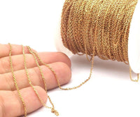 10 M (1.2x1.8mm) Raw Brass Soldered Chain - Z162