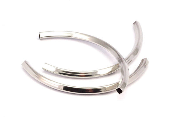 Square Curved Tubes - 4 Nickel Free Silver Square Curved Tubes (95x5x5mm) Sq20 Brc274