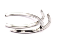 Square Curved Tubes - 4 Nickel Free Silver Square Curved Tubes (95x5x5mm) Sq20 Brc274