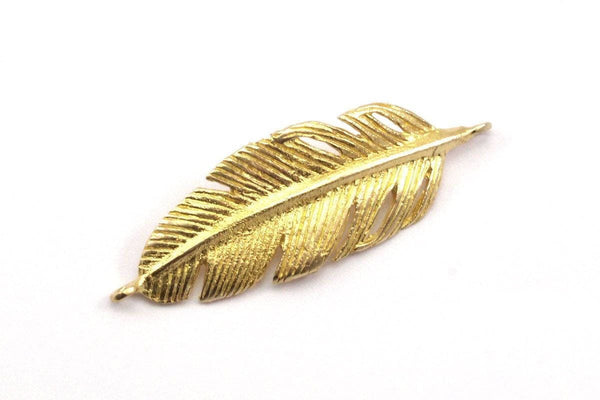 Pirinç Amazon Yaprakları, Ham Pirinç Yaprak Bağlantı Parçaları, Kabile Kolye Uçları (44x14 mm) N0183