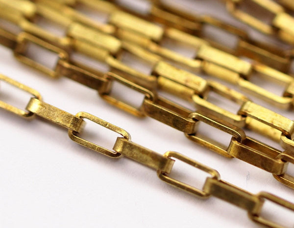 2mm Link Chain, 10 M. Rectangle Raw Brass Chain, Open Link (3.5x2mm) W117 Bs 1377