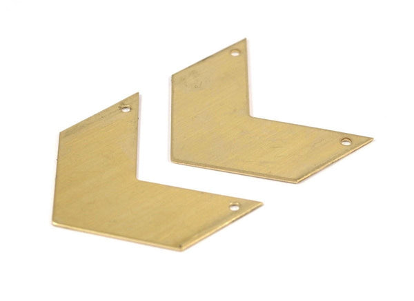 Brass Charm, Raw Brass Chevrons 2 Holes (40x20x0.80mm) A0832--n0603