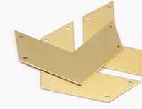 Arrow Head Necklace, Raw Brass Chevrons With 4 Holes (50x20x0.80mm) N0627