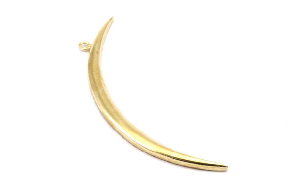 Crescent Necklace Finding, Raw Brass Textured Wide Crescent Moon Necklace Pendants, Charms (68x4.8x2.7mm) N0172