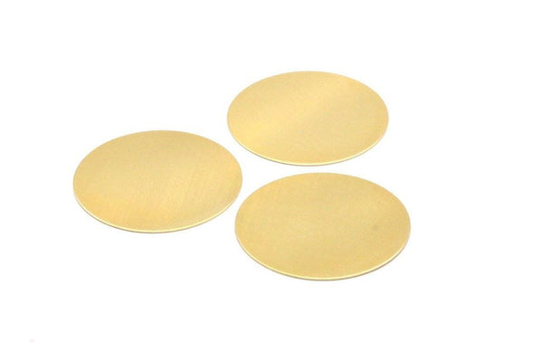 Brass Stamping Blank, 6 Raw Brass Stamping Blanks Disces, Without Hole (38x0.50mm) A0945