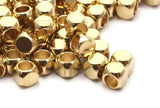 Shiny Cube Bead, Raw Brass Square Cube Space Beads (4mm) Bs 1178 N0549