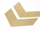 Brass Chevron Charm, Raw Brass Chevron Blanks With 4 Holes (70x25x0.80mm) A0910--n0656