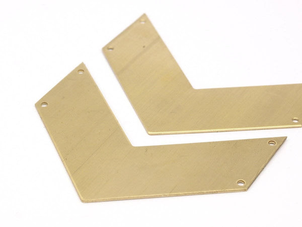 Pirinç Chevron Charm, 4 Delikli Ham Pirinç Chevron Boşlukları (70x25x0,80 mm) A0910--n0656