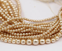 Vintage Glass Pearl Beads, 4 To 10mm 17 Inch. 1 Strand M04 T003