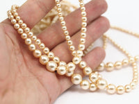 Vintage Glass Pearl Beads, 4 To 10mm 17 Inch. 1 Strand M04 T003