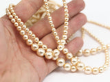 Vintage Glass Pearl Beads, 4 To 10mm 17 Inch. 1 Strand M04 T003
