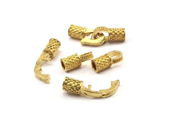 Leather Hook Caps, Raw Brass Leather Cord Ends, Hook Ends For 3mm Leather Cord (16x13x5.5mm) N0308