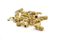 Leather Hook Caps, Raw Brass Leather Cord Ends, Hook Ends For 3mm Leather Cord (16x13x5.5mm) N0308