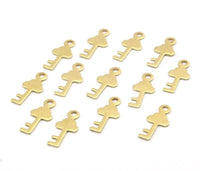 Pirinç Anahtar Süsü, 50 Ham Pirinç Anahtar Süsü, Buluntular (11x5mm) (Y279)