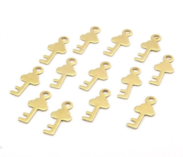 Pirinç Anahtar Süsü, 50 Ham Pirinç Anahtar Süsü, Buluntular (11x5mm) (Y279)