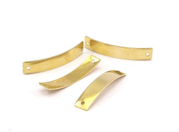 Pirinç Kavisli Dikdörtgen, 14 Ham Pirinç Kavisli Dikdörtgen Damgalama Boşluğu, 2 Delikli Kolye (41x8x0,80 mm) K626