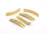 Brass Curved Rectangle, 14 Raw Brass Curved Rectangle Stamping Blank, Pendant With 2 Holes (41x8x0.80mm) K626