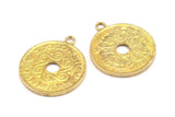 Denmark Coin Pendant,2 Raw Brass Coins, Coin Pendants (27x2mm) N0191