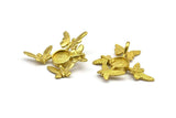 Brass Butterfly Pendant, Raw Brass Butterflies With 8mm Stone Setting (28x29mm) N0375