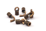Leather Hook Caps, Oxidised Bronze Leather Cord Ends, Hook Ends For 4mm Leather Cord (17.5x14x7mm) N0313