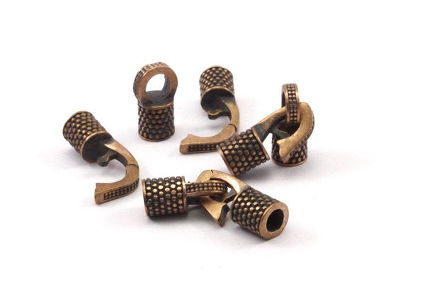 Leather Hook Caps, Oxidised Bronze Leather Cord Ends, Hook Ends For 4mm Leather Cord (17.5x14x7mm) N0313