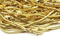 Gold Necklace Chain, 5 Pcs 18 Inch+ Gold Tone Brass Necklace Chain (1mm) Z138