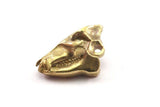 Ox Skull Charm, Raw Brass Ox Skull Necklace Pendants, (21x13x10mm) N0486