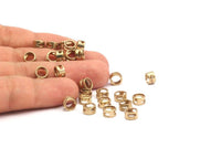 Brass Bead For Leather, 12 Raw Brass Beads For Leather Cord Bracelets (8x4.5mm) Y079