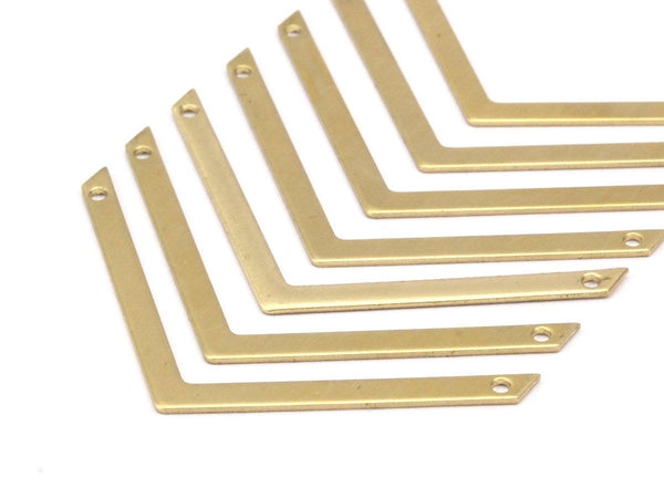 Brass Chevron Charm, Raw Brass Chevrons With 2 Holes (50x3x0.80mm) N0635