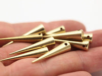 Ham Pirinç Sivri Uç, 5 Ham Pirinç Sivri Uçlu Kabile Kolye (30x7mm) A0767