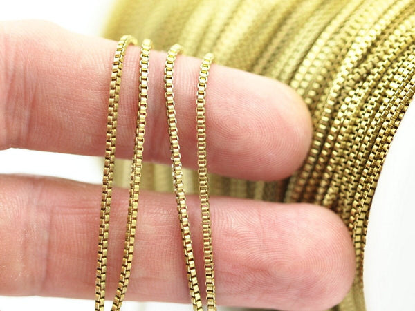 Cube Chain, Link Chain, 10m - Cube Raw Brass Chain (1.8mm) ( Z070 )