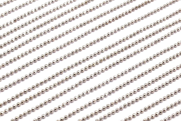 Silver Brass Chain, 90 Meters Spool Silver Tone Brass Faceted Ball Chain (1.2mm) Z031