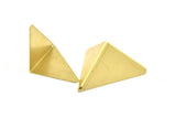 Tiny Kite Charm, 4 Raw Brass Geometric Triangles (31mm) U003