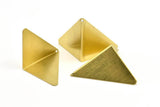 Tiny Kite Charm, 4 Raw Brass Geometric Triangles (31mm) U003