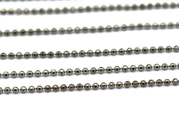 Gunmetal Brass Chain, 5 Meters - 16.5 Feet 1.2 Gunmetal Brass Faceted Ball Chain - W72 ( Z023 )