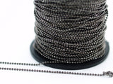 100 Meters 33 Feet 1.5 Mm Gunmetal Brass Faceted Ball Chain - W74 ( Z035 )
