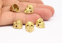 Vendetta Mask , 4 Raw Brass Vendetta Bracelet Parts (14.5x13x11mm) N0425