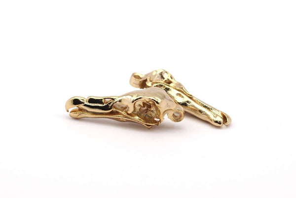 Bird Skull Pendant, 1 Gold Plated Brass Bird Skull Necklace Pendant With 1 Loop (30x10x8mm) N0483