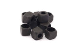 Black Square Beads, 12 Oxidized Brass Black Square Cube Beads (8mm) A0686 S505