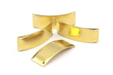 Brass Stamping Blank - 10 Raw Brass Curved Rectangle Stamping Blanks With 4 Holes (41x15x1mm) A0797