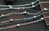 Silver Brass Chain, 1 Meter - 3.3 Feet (2x1.5 Mm) Silver Tone Brass Soldered Chain With Ball C54 ( Z022 )