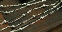 Silver Brass Chain, 1 Meter - 3.3 Feet (2x1.5 Mm) Silver Tone Brass Soldered Chain With Ball C54 ( Z022 )